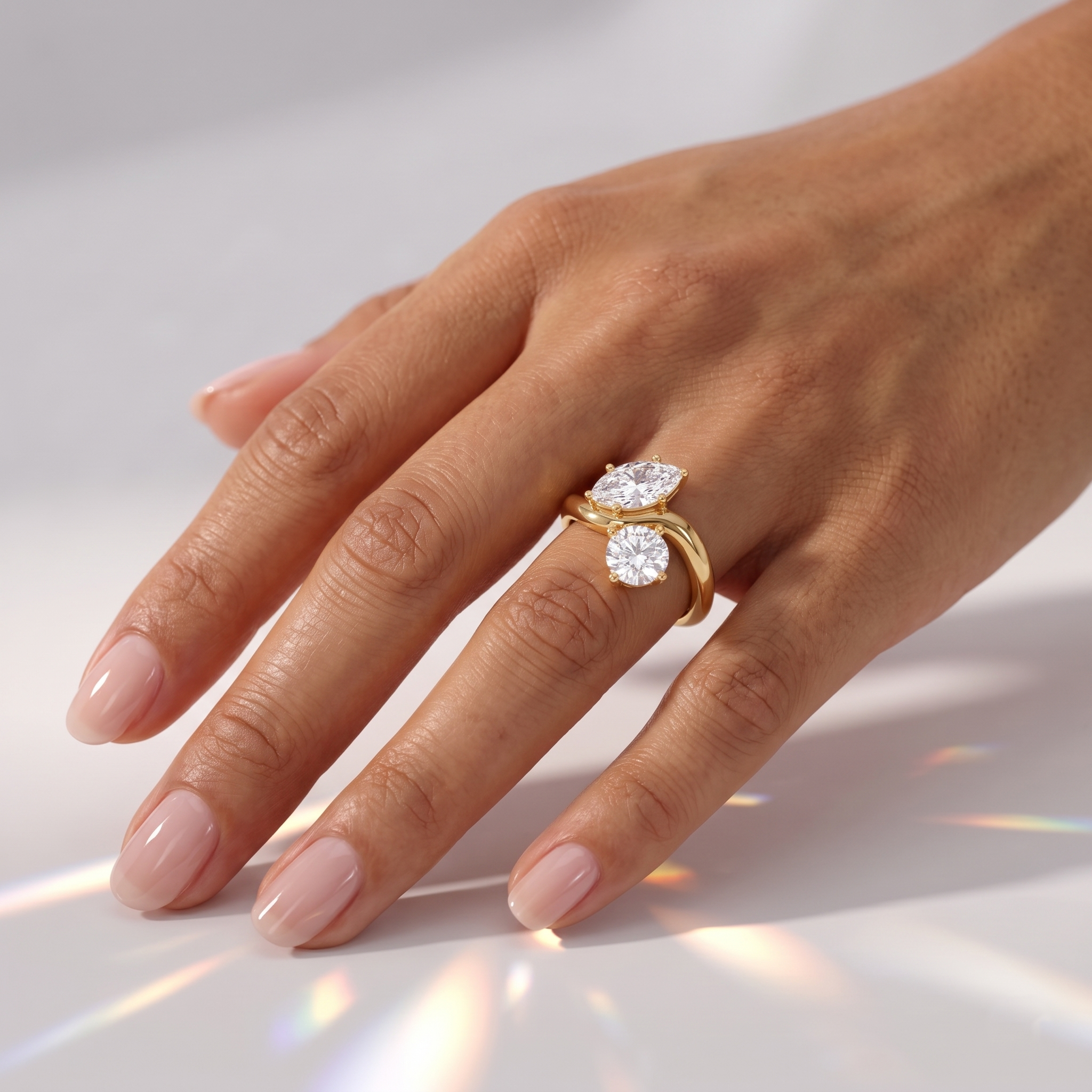 3.5 Ct. Lab-Grown Diamond Toi et Moi Marquise & Round Cut Ring (VS-EF)