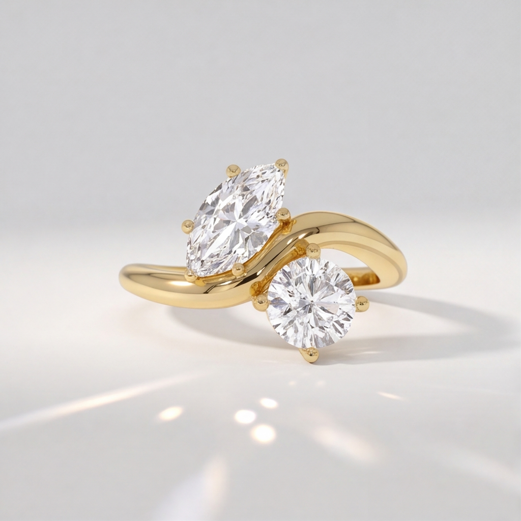 3.5 Ct. Lab-Grown Diamond Toi et Moi Marquise & Round Cut Ring (VS-EF)