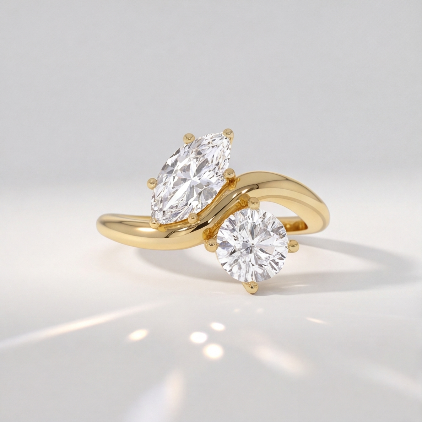 3.5 Ct. Lab-Grown Diamond Toi et Moi Marquise & Round Cut Ring (VS-EF)