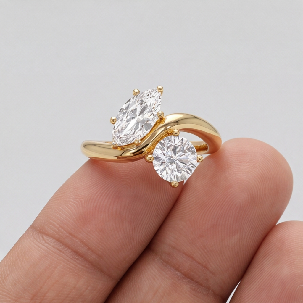 3.5 Ct. Lab-Grown Diamond Toi et Moi Marquise & Round Cut Ring (VS-EF)