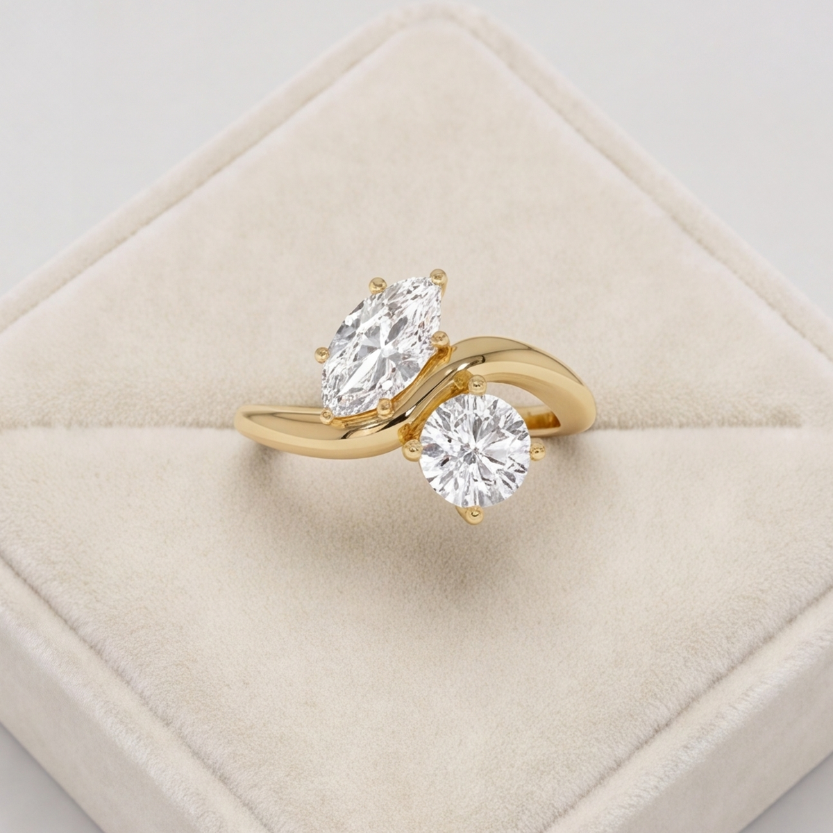 3.5 Ct. Lab-Grown Diamond Toi et Moi Marquise & Round Cut Ring (VS-EF)