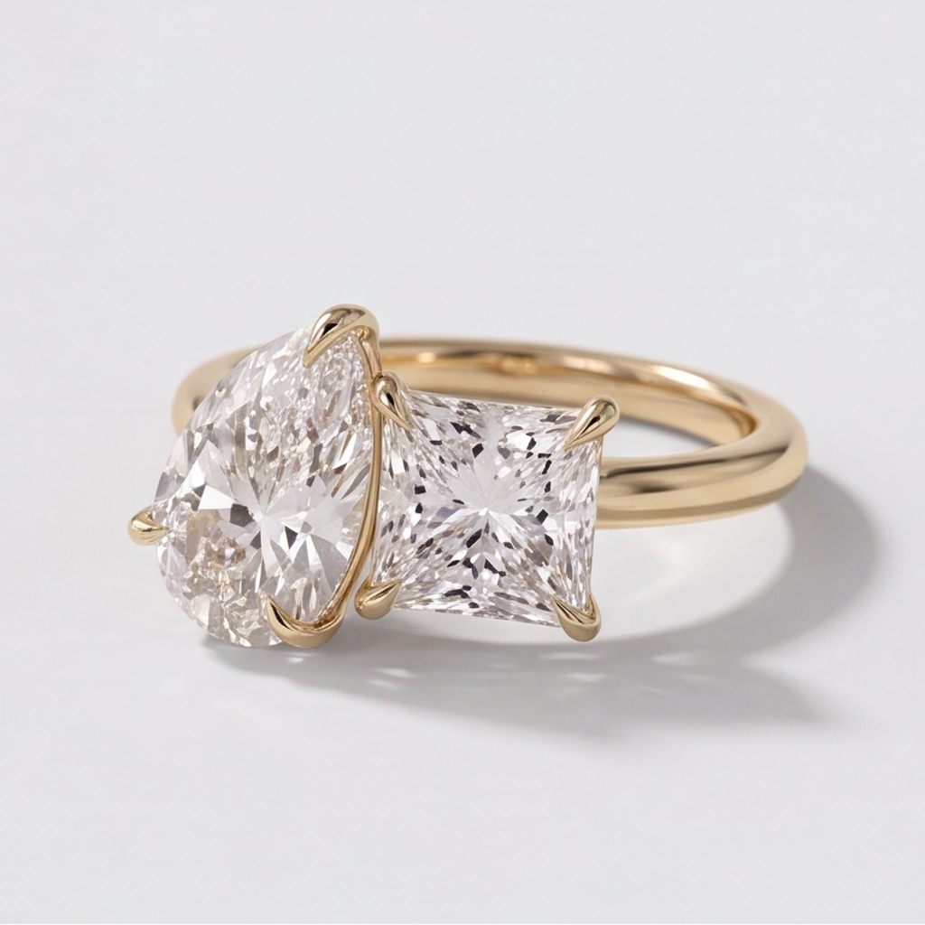 3 Ct. Lab-Grown Diamond Toi et Moi Princess & Pear Cut Ring (VS-EF)