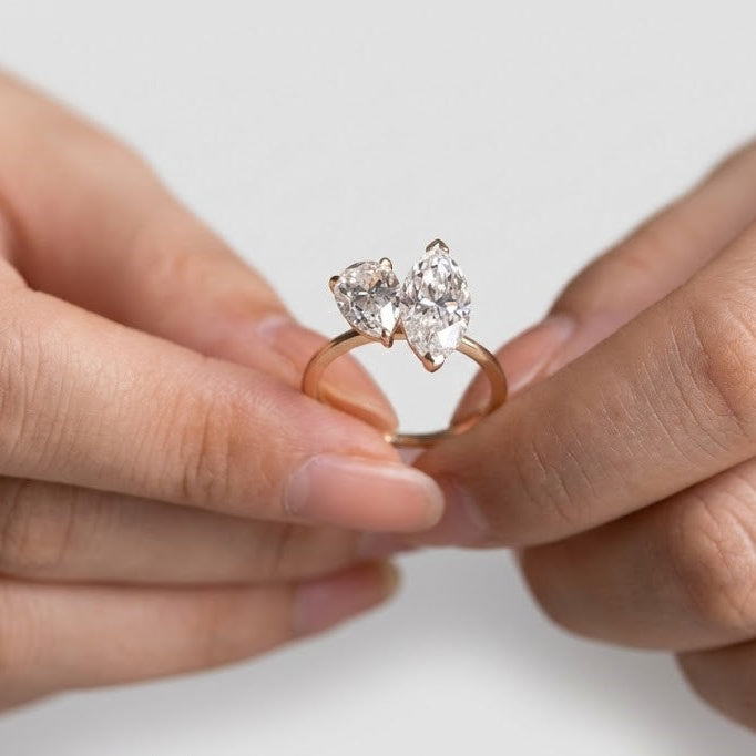 2 Ct. Lab-Grown Diamond Pear & Marquise Cut Toi et Moi Ring (VS-EF)