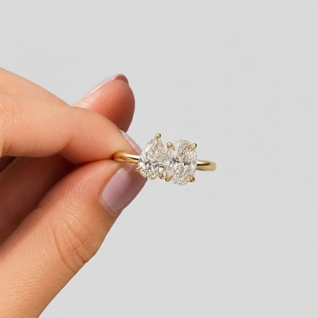 3 Ct. Lab-Grown Diamond Toi et Moi Pear & Oval Cut Ring (VS-EF)