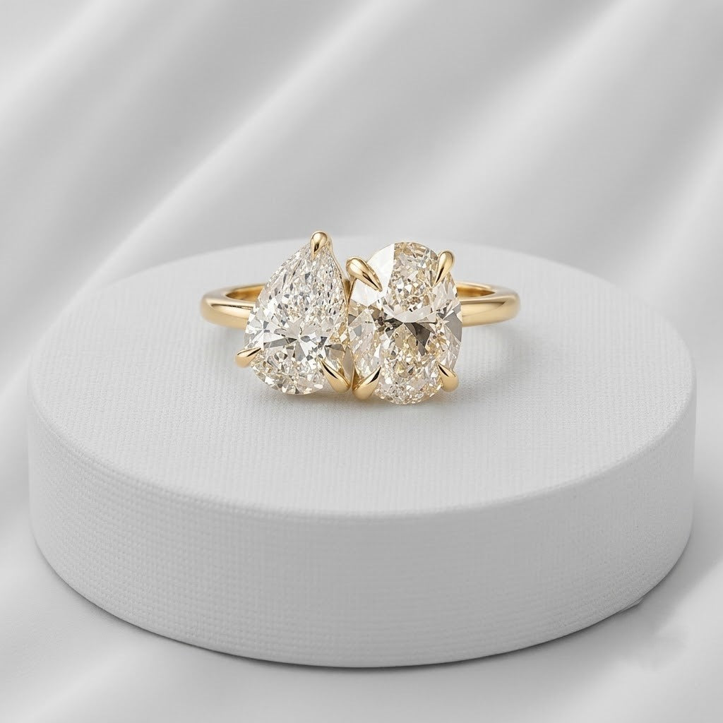 3 Ct. Lab-Grown Diamond Toi et Moi Pear & Oval Cut Ring (VS-EF)