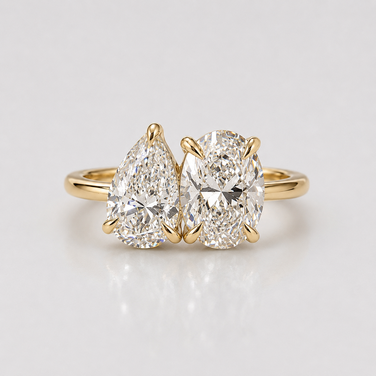 3 Ct. Lab-Grown Diamond Toi et Moi Pear & Oval Cut Ring (VS-EF)