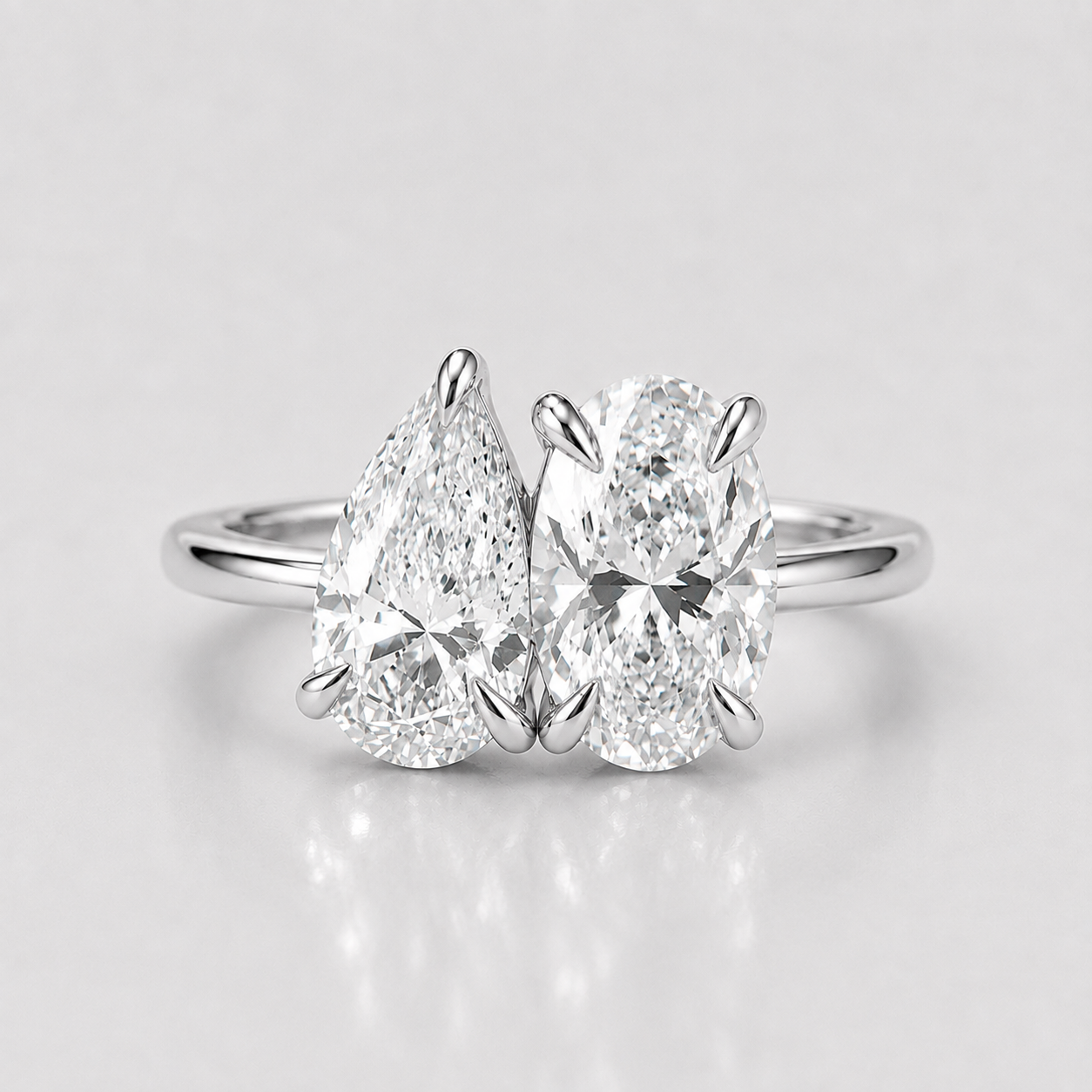 3 Ct. Lab-Grown Diamond Toi et Moi Pear & Oval Cut Ring (VS-EF)