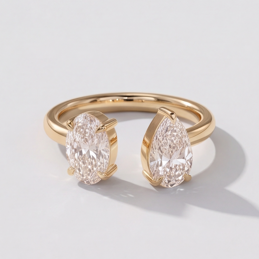 3 Ct. Lab-Grown Diamond Toi et Moi Pear & Oval Cut Ring (VS-EF)