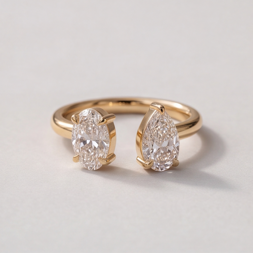 3 Ct. Lab-Grown Diamond Toi et Moi Pear & Oval Cut Ring (VS-EF)