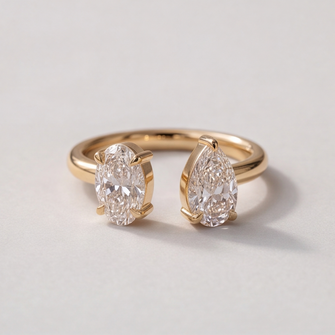 3 Ct. Lab-Grown Diamond Toi et Moi Pear & Oval Cut Ring (VS-EF)