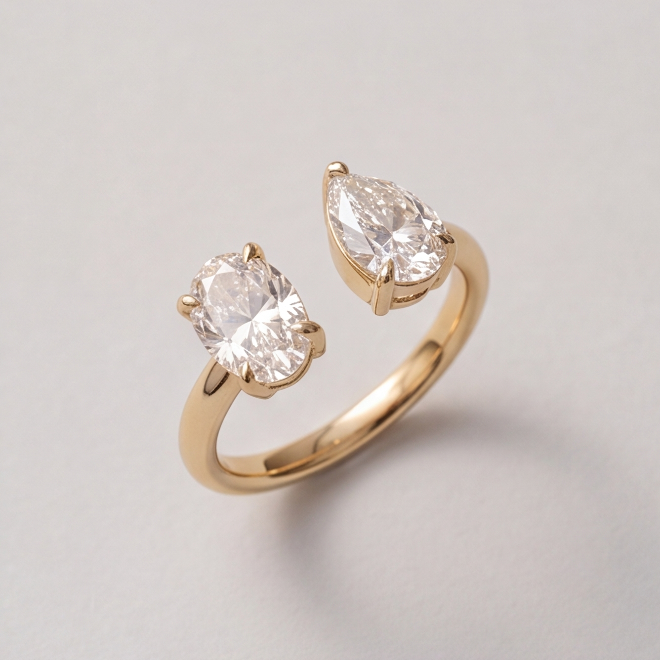 3 Ct. Lab-Grown Diamond Toi et Moi Pear & Oval Cut Ring (VS-EF)