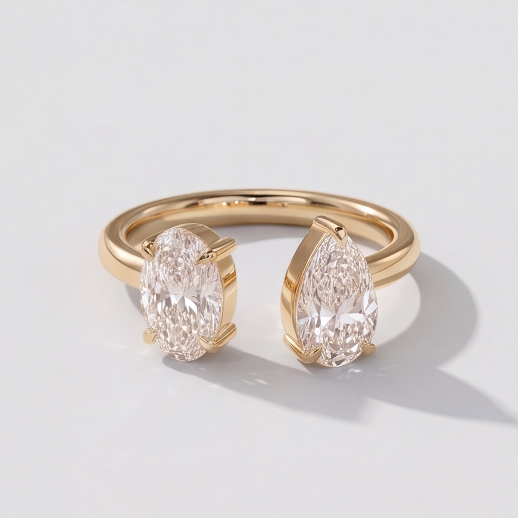 3 Ct. Lab-Grown Diamond Toi et Moi Pear & Oval Cut Ring (VS-EF)