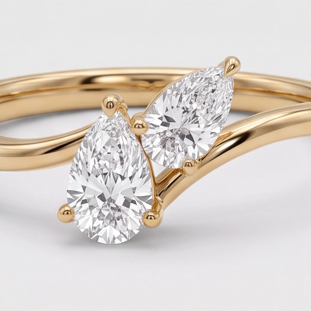 4 Ct. Lab-Grown Diamond Toi et Moi Pear & Pear Cut Ring (VS-EF)