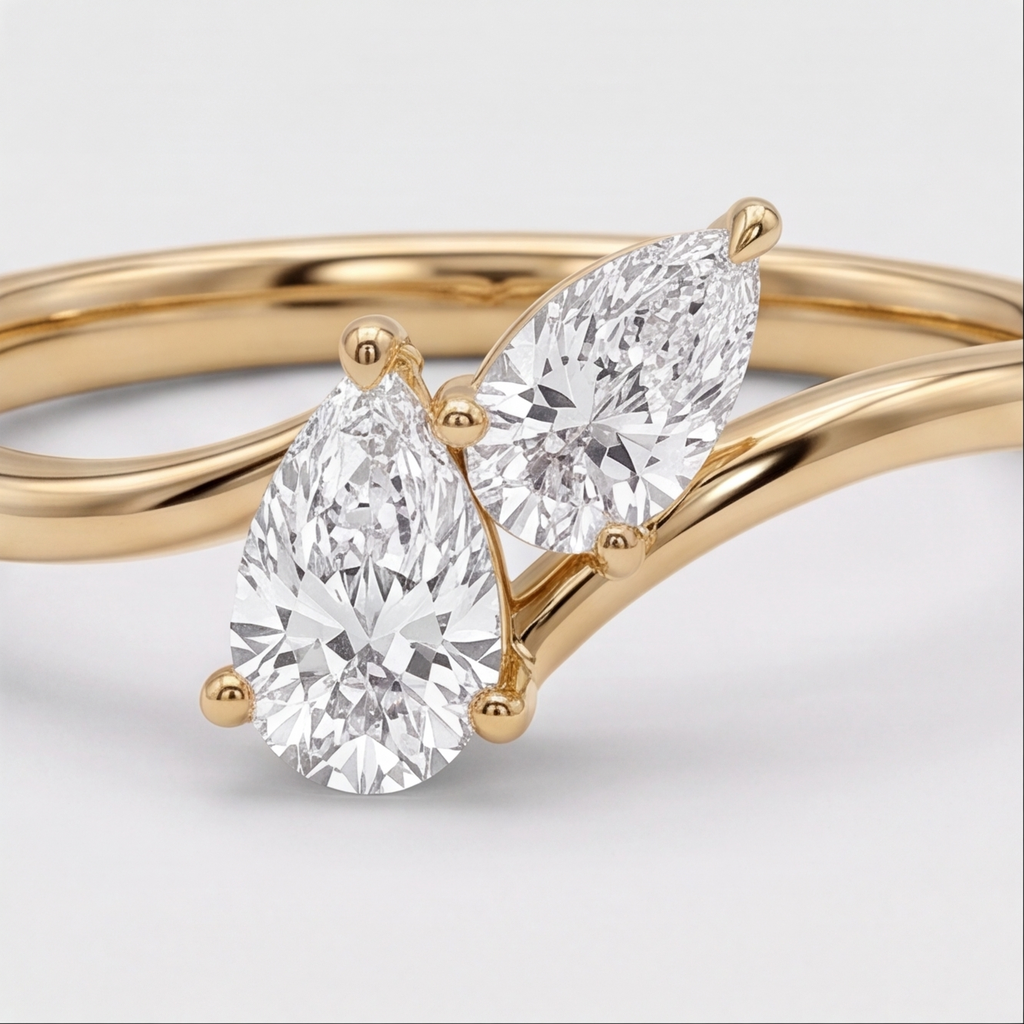 4 Ct. Lab-Grown Diamond Toi et Moi Pear & Pear Cut Ring (VS-EF)