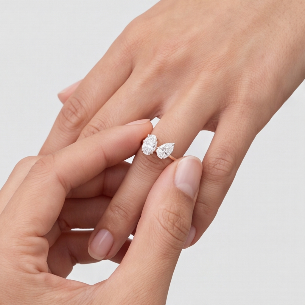 2 Ct. Lab-Grown Diamond Pear & Oval Cut Toi et Moi Ring (VS-EF)