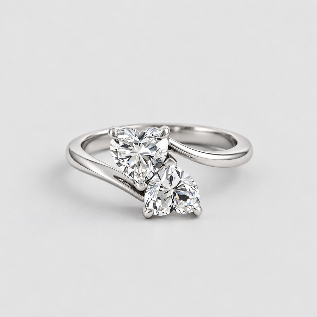 2 Ct. Lab Grown Diamond Toi-Et-Moi Ring (VS-EF) Heart Cut