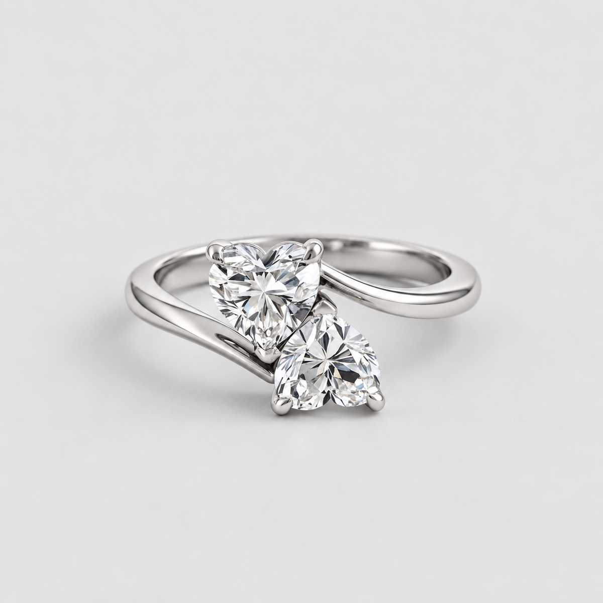 2 Ct. Lab Grown Diamond Toi-Et-Moi Ring (VS-EF) Heart Cut