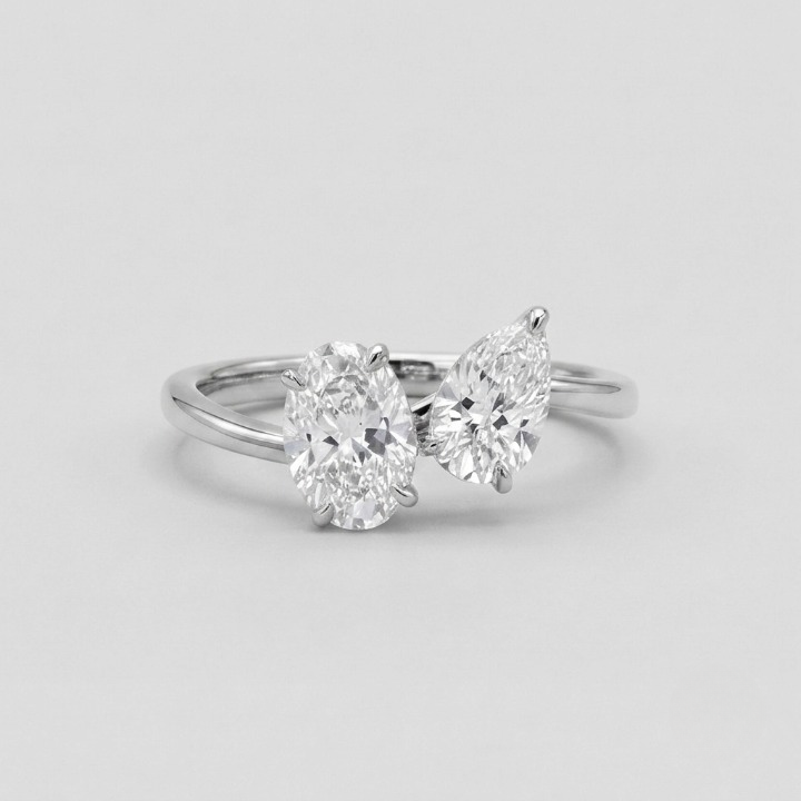 2 Ct. Lab-Grown Diamond Pear & Oval Cut Toi et Moi Ring (VS-EF)