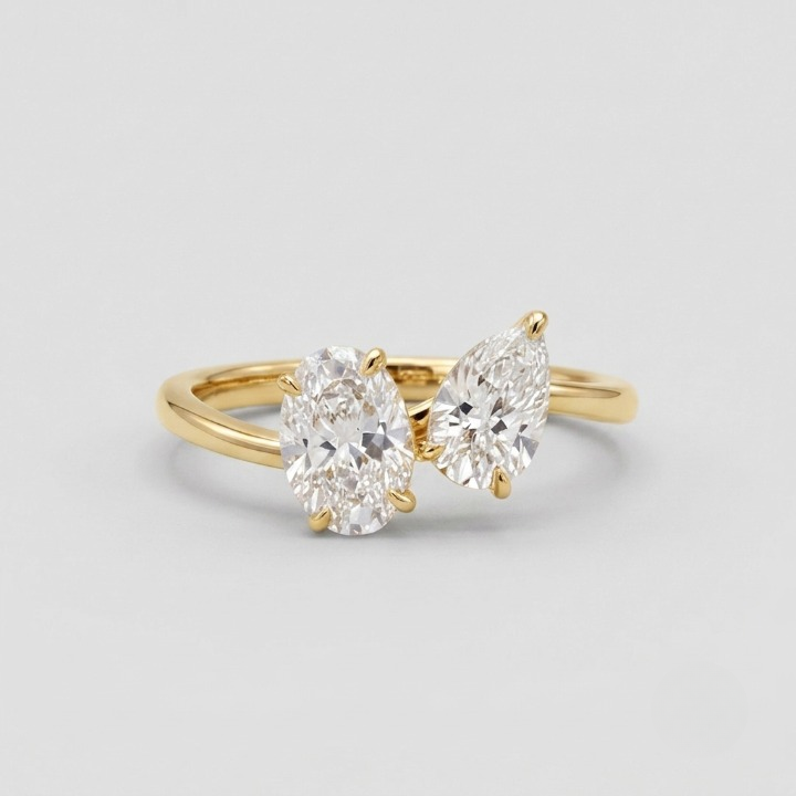 2 Ct. Lab-Grown Diamond Pear & Oval Cut Toi et Moi Ring (VS-EF)