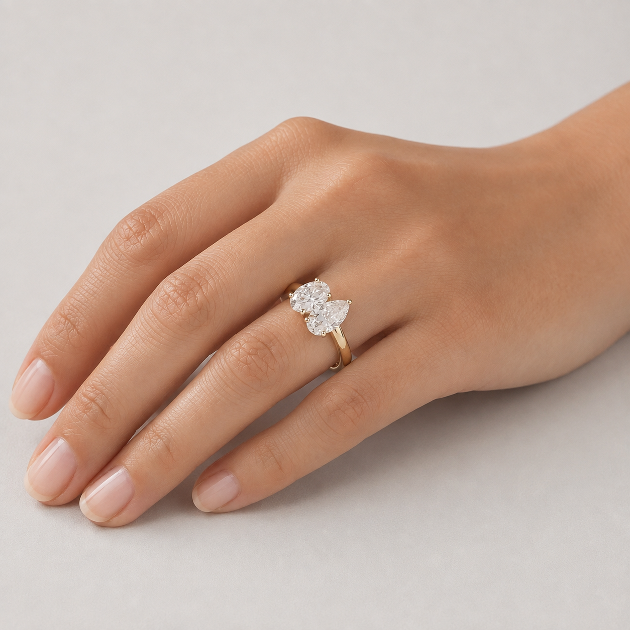 4 Ct. Lab-Grown Diamond Toi et Moi Oval & Pear Cut Ring (VS-EF)