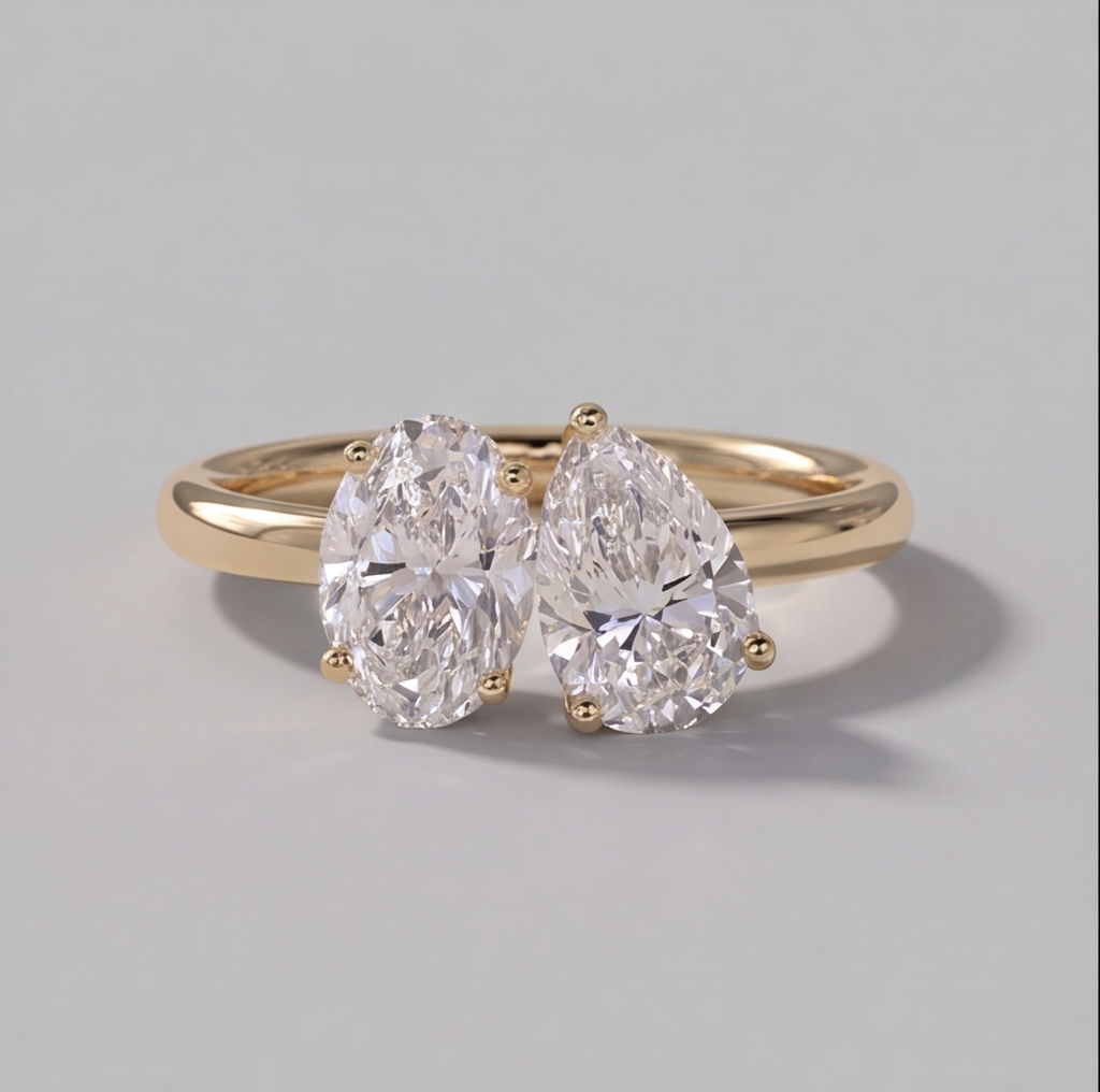 4 Ct. Lab-Grown Diamond Toi et Moi Oval & Pear Cut Ring (VS-EF)