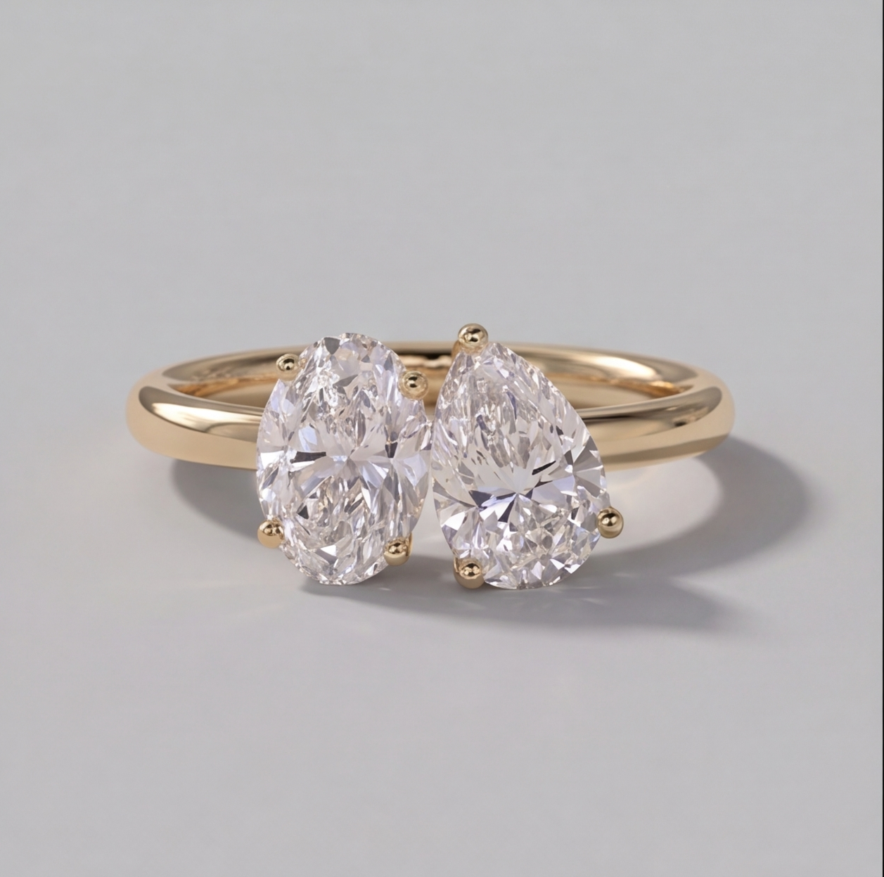 4 Ct. Lab-Grown Diamond Toi et Moi Oval & Pear Cut Ring (VS-EF)
