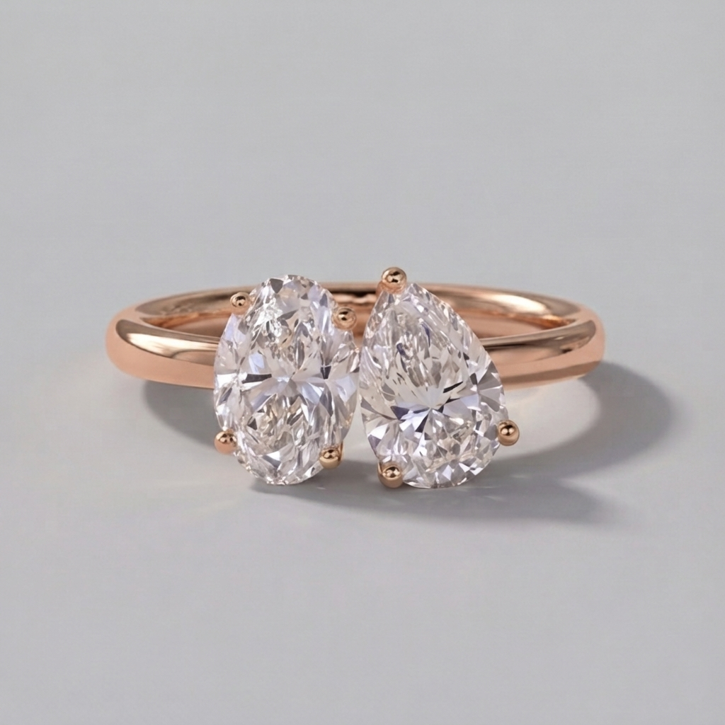 4 Ct. Lab-Grown Diamond Toi et Moi Oval & Pear Cut Ring (VS-EF)