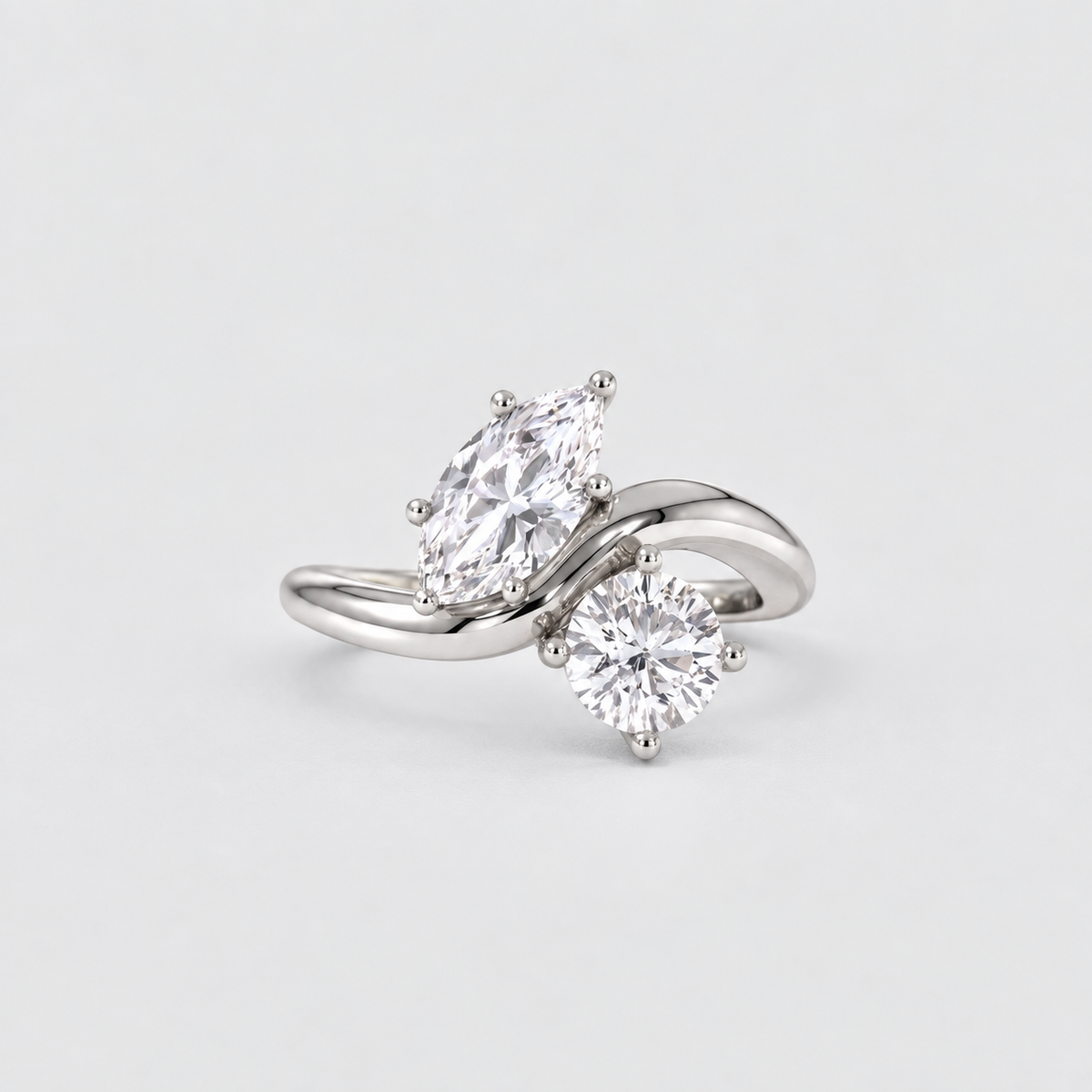 3.5 Ct. Lab-Grown Diamond Toi et Moi Marquise & Round Cut Ring (VS-EF)