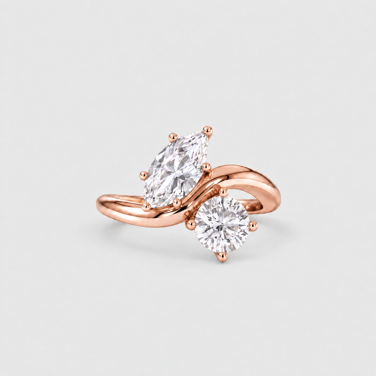 3.5 Ct. Lab-Grown Diamond Toi et Moi Marquise & Round Cut Ring (VS-EF)