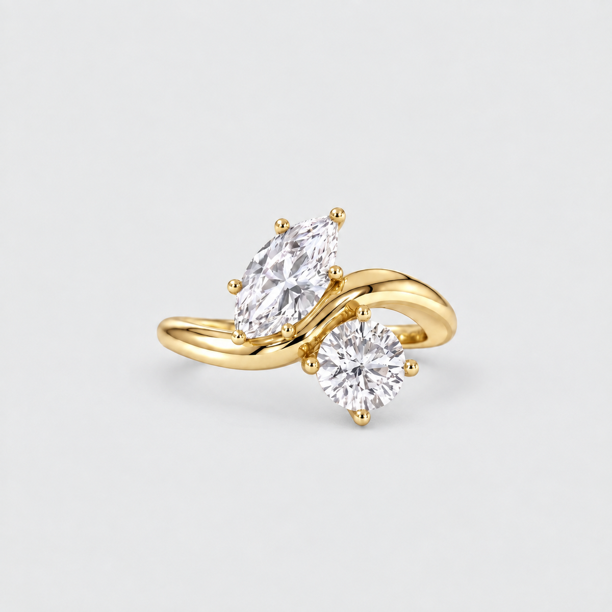 3.5 Ct. Lab-Grown Diamond Toi et Moi Marquise & Round Cut Ring (VS-EF)