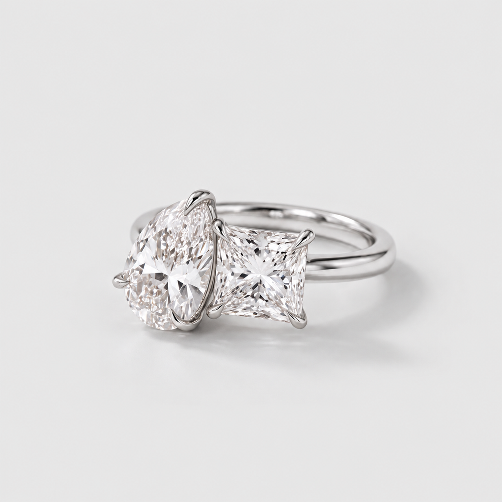 3 Ct. Lab-Grown Diamond Toi et Moi Princess & Pear Cut Ring (VS-EF)