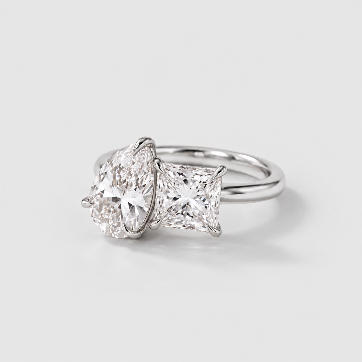 3 Ct. Lab-Grown Diamond Toi et Moi Princess & Pear Cut Ring (VS-EF)