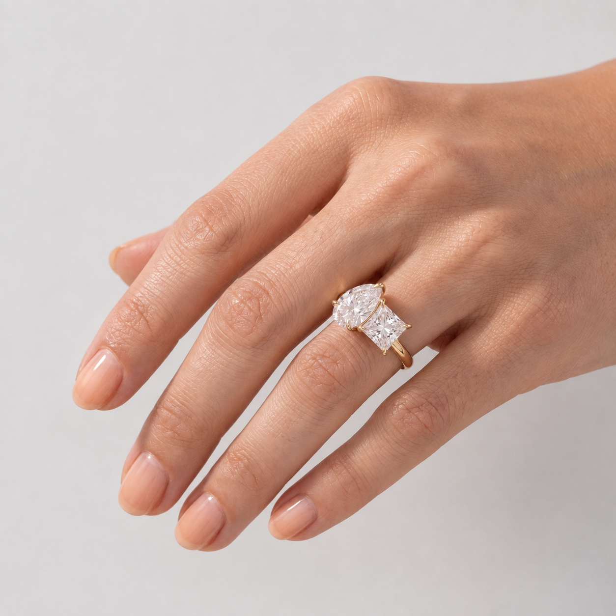 3 Ct. Lab-Grown Diamond Toi et Moi Princess & Pear Cut Ring (VS-EF)