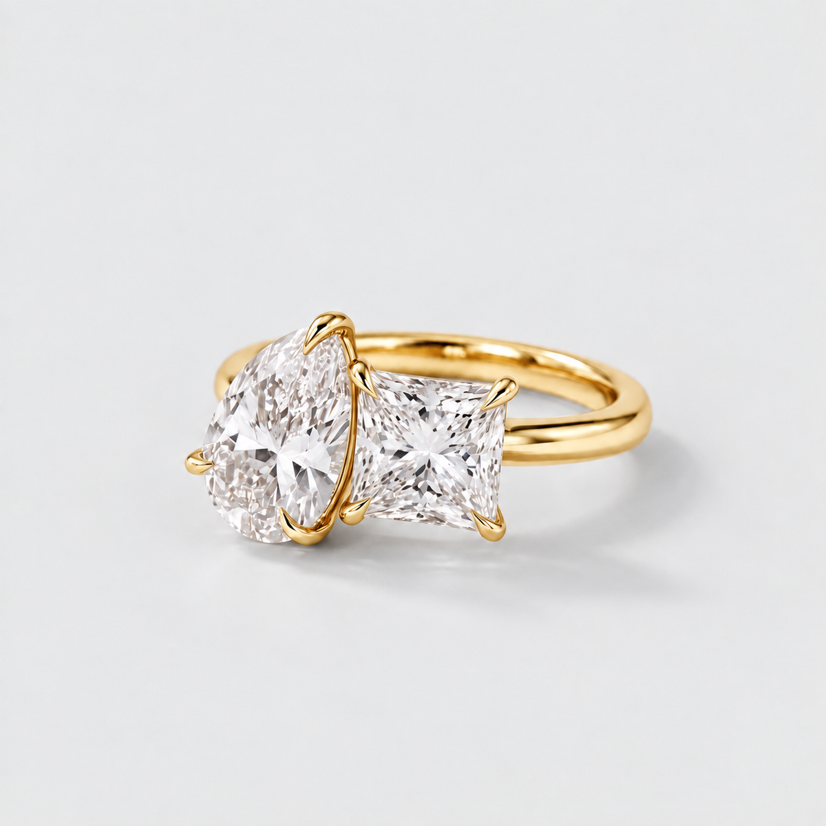 3 Ct. Lab-Grown Diamond Toi et Moi Princess & Pear Cut Ring (VS-EF)