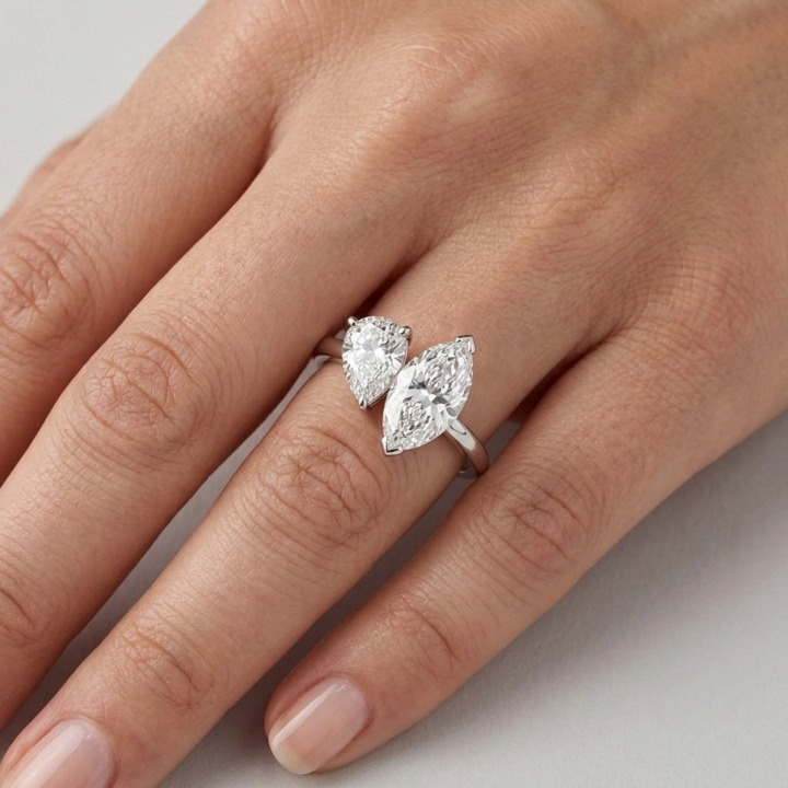 2 Ct. Lab-Grown Diamond Pear & Marquise Cut Toi et Moi Ring (VS-EF)