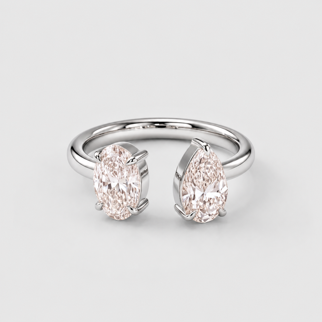3 Ct. Lab-Grown Diamond Toi et Moi Pear & Oval Cut Ring (VS-EF)