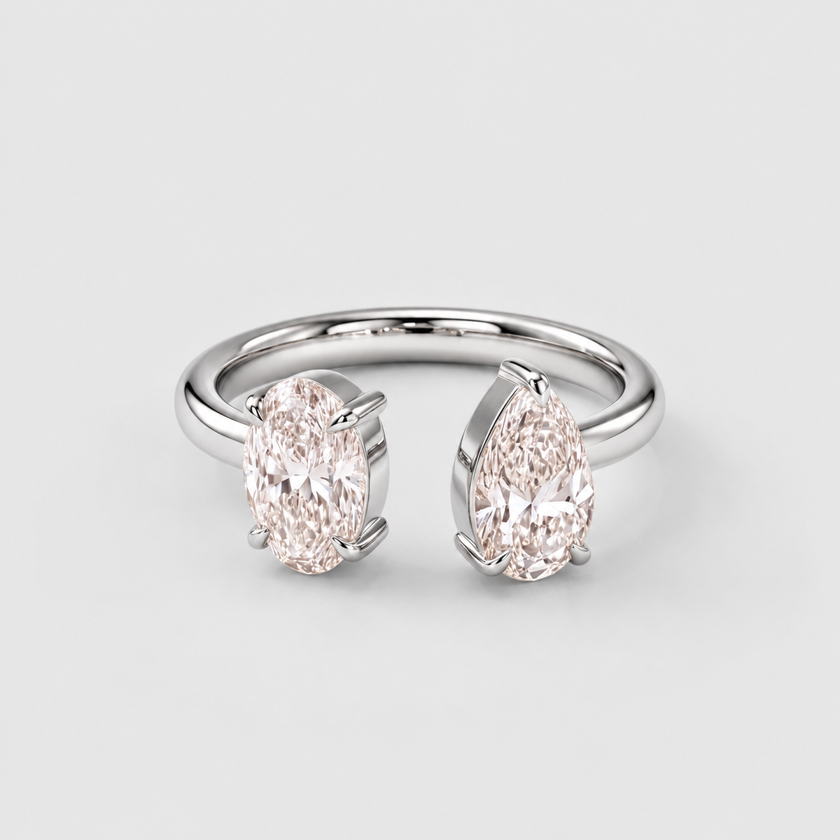 3 Ct. Lab-Grown Diamond Toi et Moi Pear & Oval Cut Ring (VS-EF)