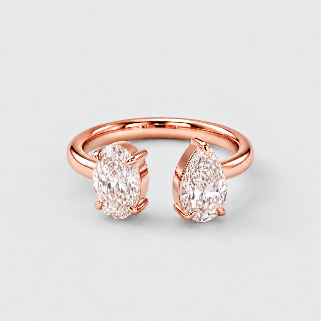 3 Ct. Lab-Grown Diamond Toi et Moi Pear & Oval Cut Ring (VS-EF)