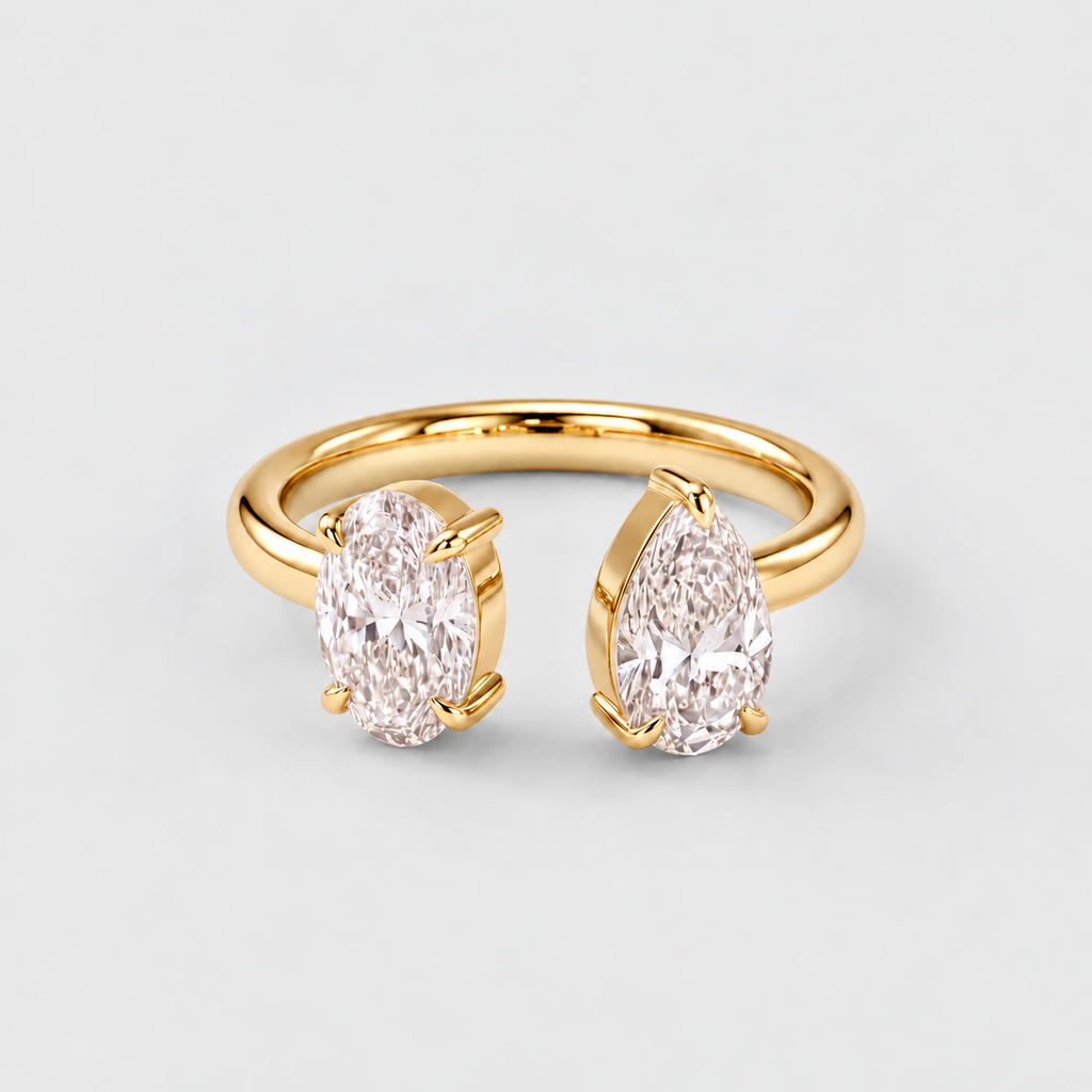 3 Ct. Lab-Grown Diamond Toi et Moi Pear & Oval Cut Ring (VS-EF)
