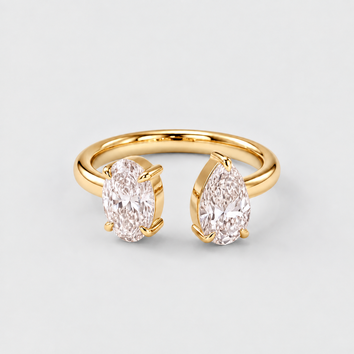 3 Ct. Lab-Grown Diamond Toi et Moi Pear & Oval Cut Ring (VS-EF)