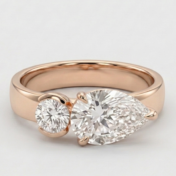 2.5 Ct. Lab-Grown Diamond Toi et Moi Ring Pear & Round Cut (VS-EF)