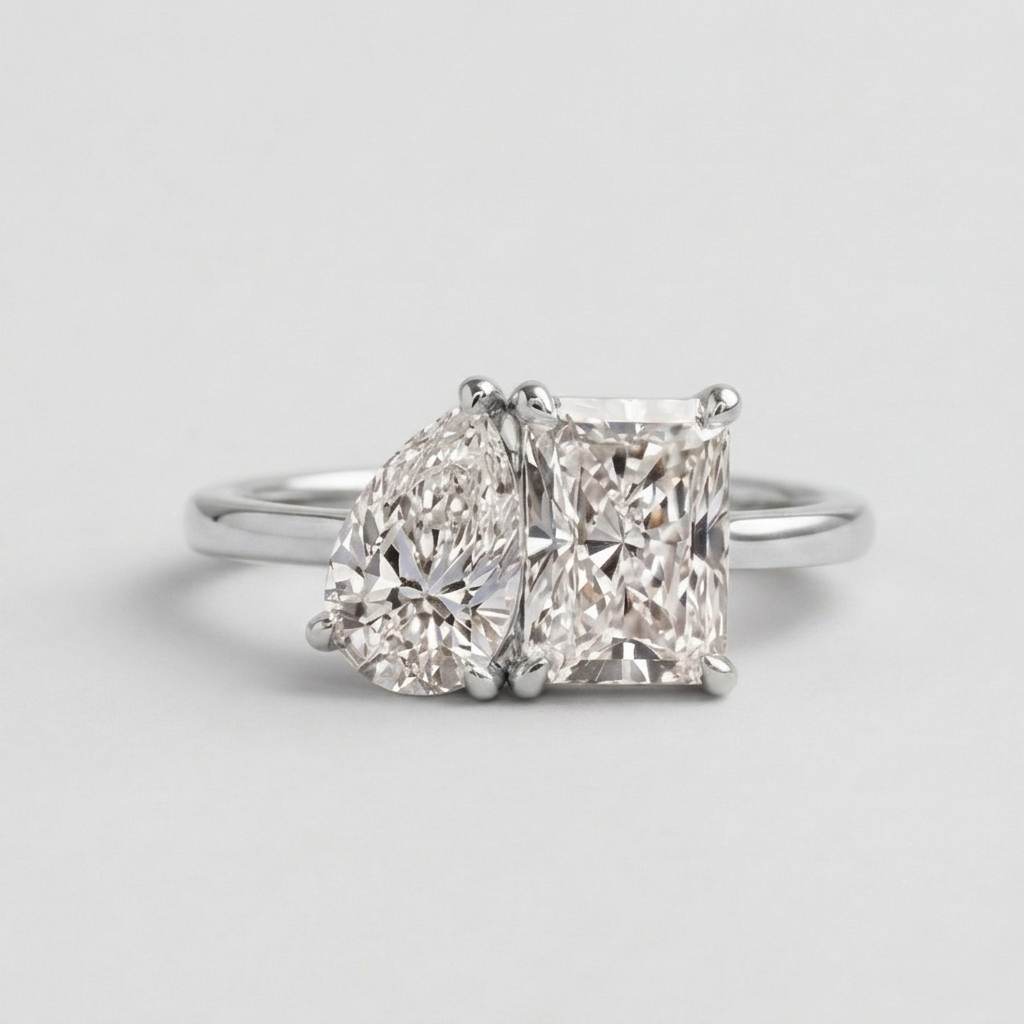 2 Ct. Lab-Grown Diamond Toi et Moi Ring Pear & Radiant Cut (VS-EF)