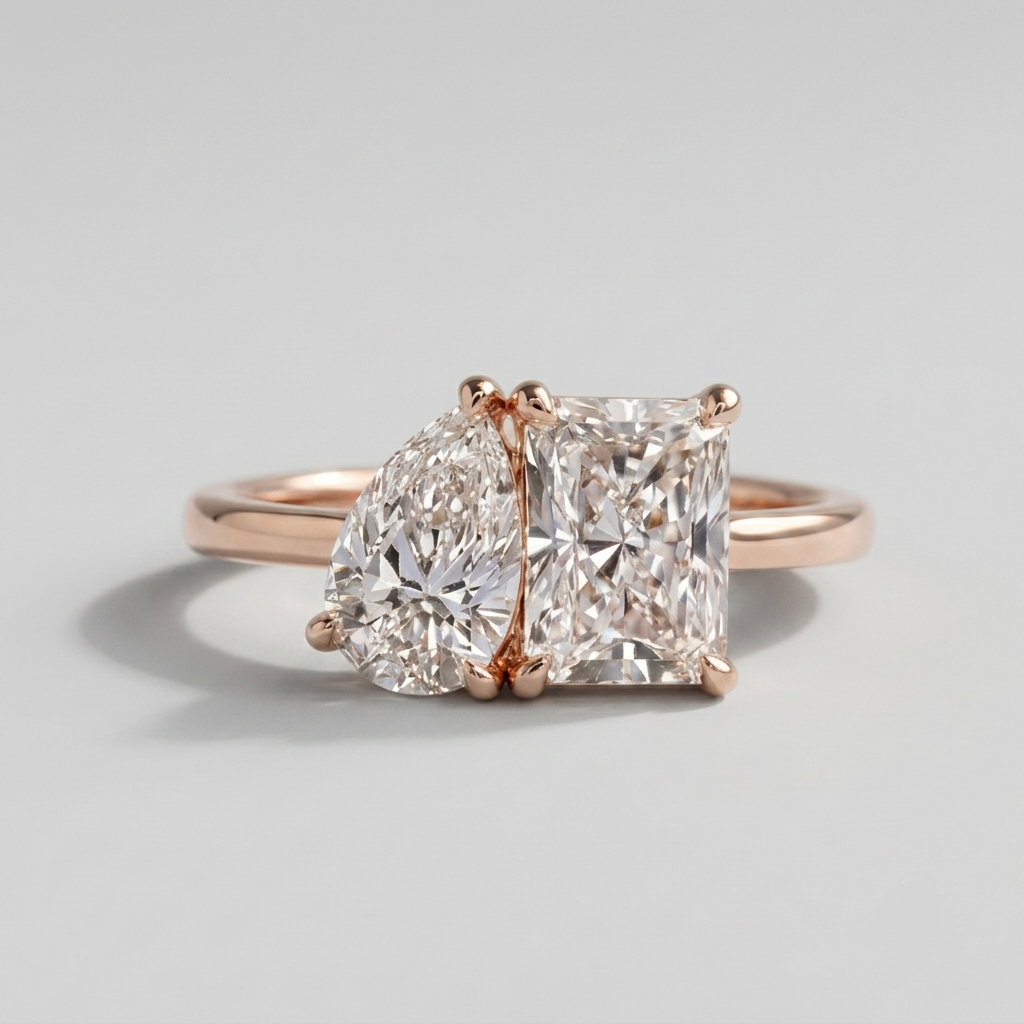 2 Ct. Lab-Grown Diamond Toi et Moi Ring Pear & Radiant Cut (VS-EF)