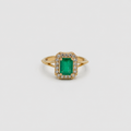 1 Ct. Emerald Cut Green Crystal Halo Statement Ring