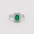 2 Ct. Emerald Cut Green Crystal Halo Statement Ring