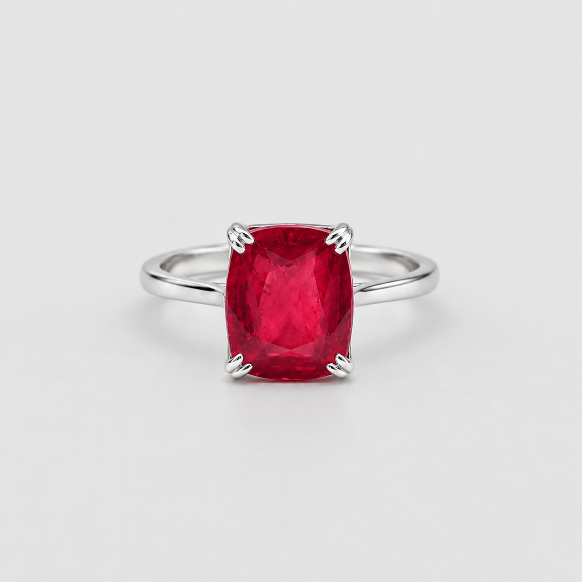 2 Ct. Cushion Cut Vibrant Red Ruby Tone Engagement Ring