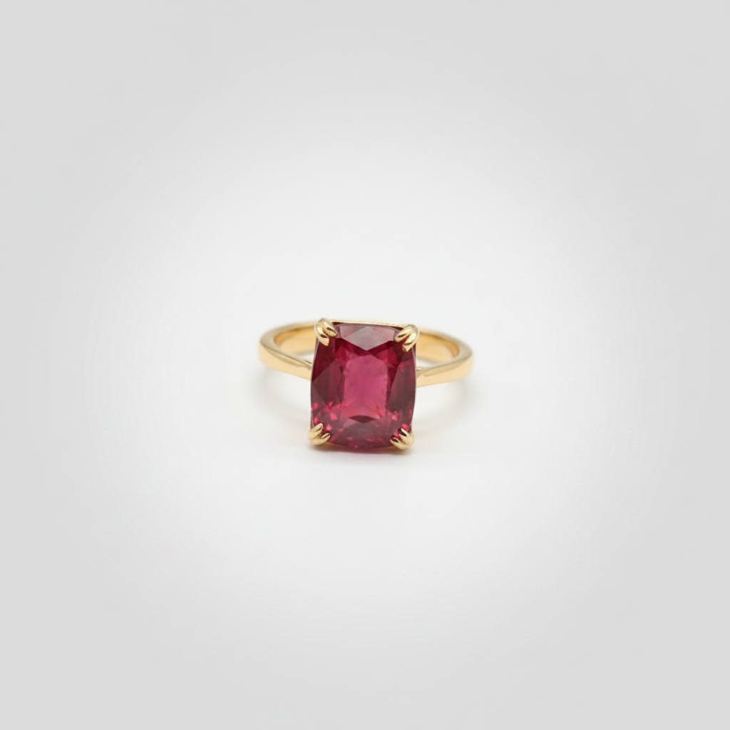 2 Ct. Cushion Cut Vibrant Red Ruby Tone Engagement Ring