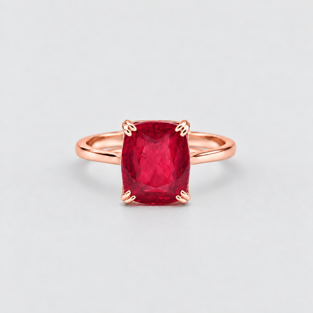 2 Ct. Cushion Cut Vibrant Red Ruby Tone Engagement Ring