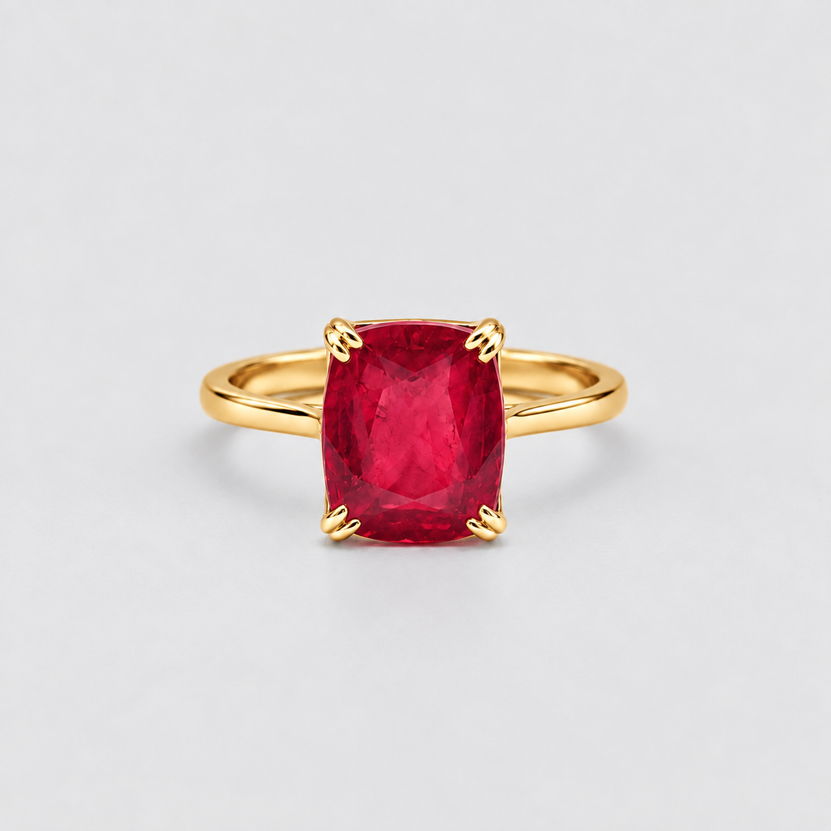 2 Ct. Cushion Cut Vibrant Red Ruby Tone Engagement Ring