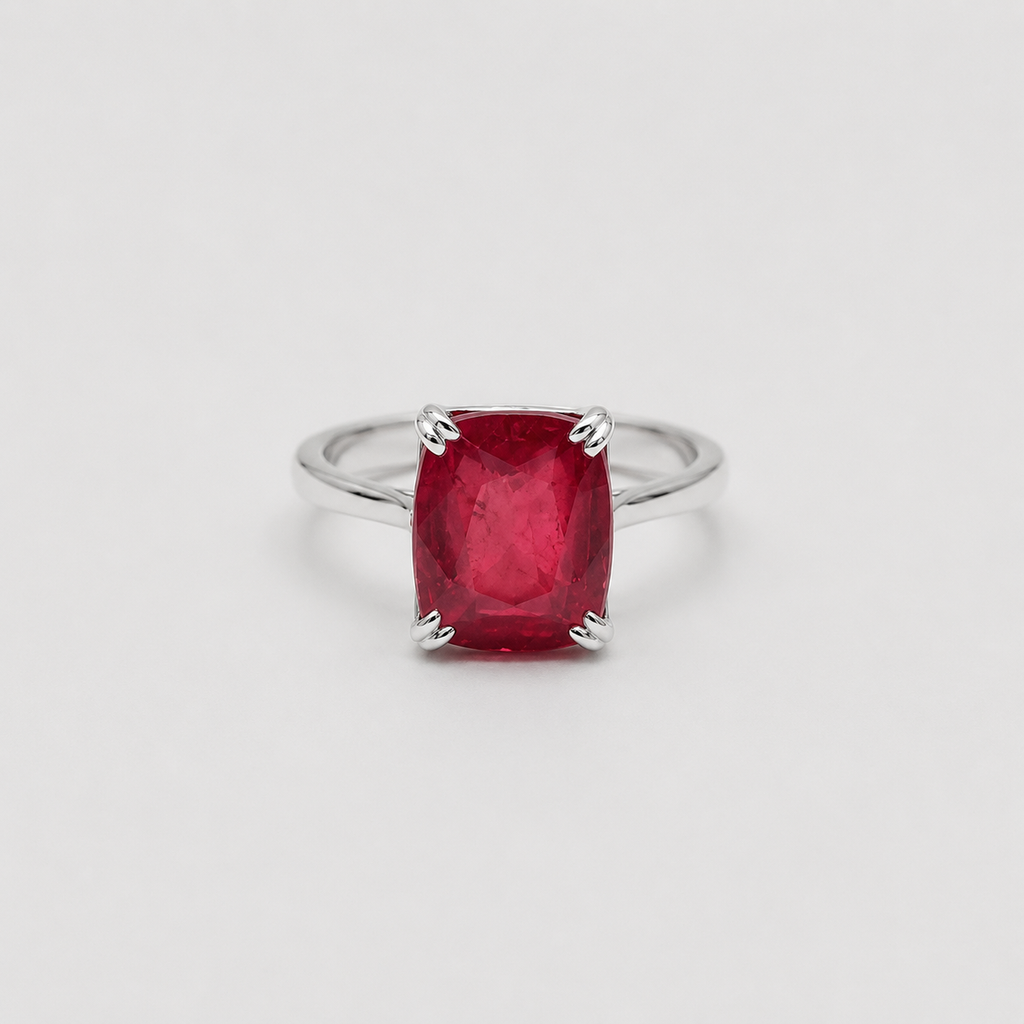 2 Ct. Cushion Cut Vibrant Red Ruby Tone Engagement Ring